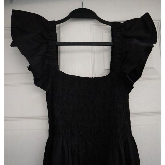 Aqua AT21WDR00153 Women's Sz Small Black Smocked Flutter Sleeve Midi Dress - Picture 8 of 8